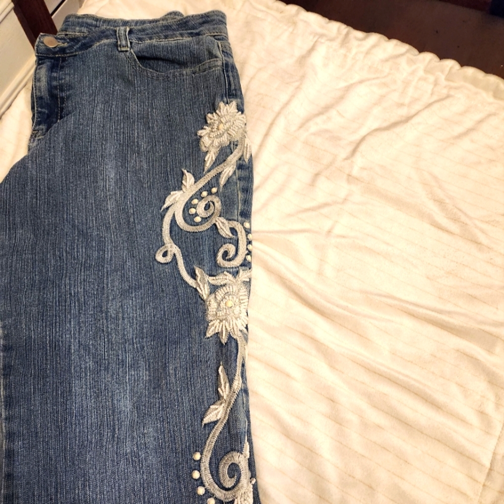 Boston Proper Embroidered Jeans - Picture 2 of 6